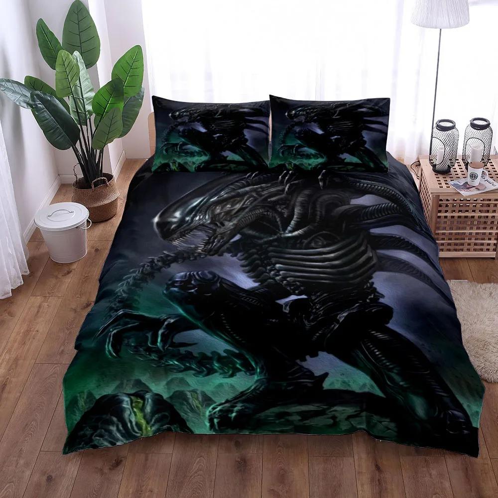 3D Print Aliens Horrible Bedding Set Soft Comforter Cover With 1/2pcs Pillow Shams For Kids Adults Microfiber Quilt Cover