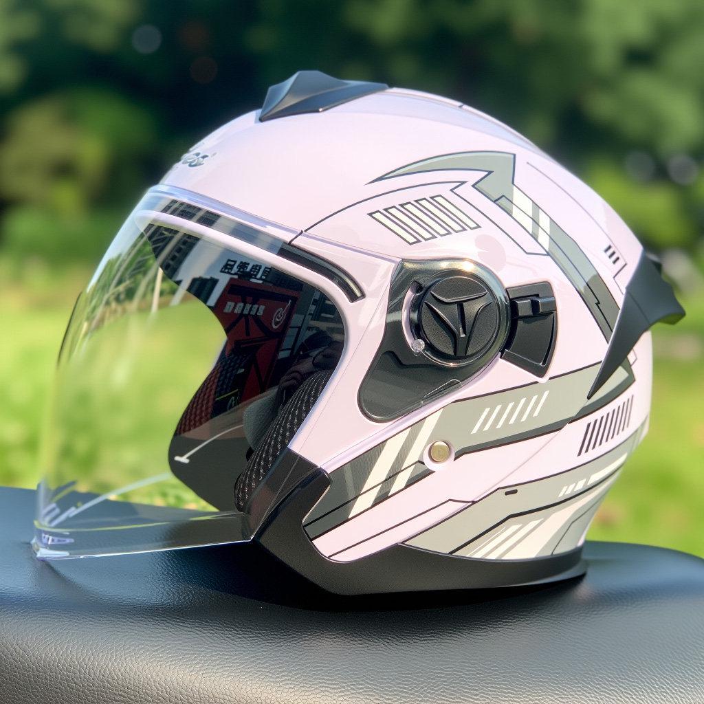 3C Certified Unisex All-Season Motorcycle Half Helmet with Winter Warmth Leather