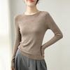 Women's 100% Pure Wool Seamless Round Neck Knit Sweater for Autumn/Winter