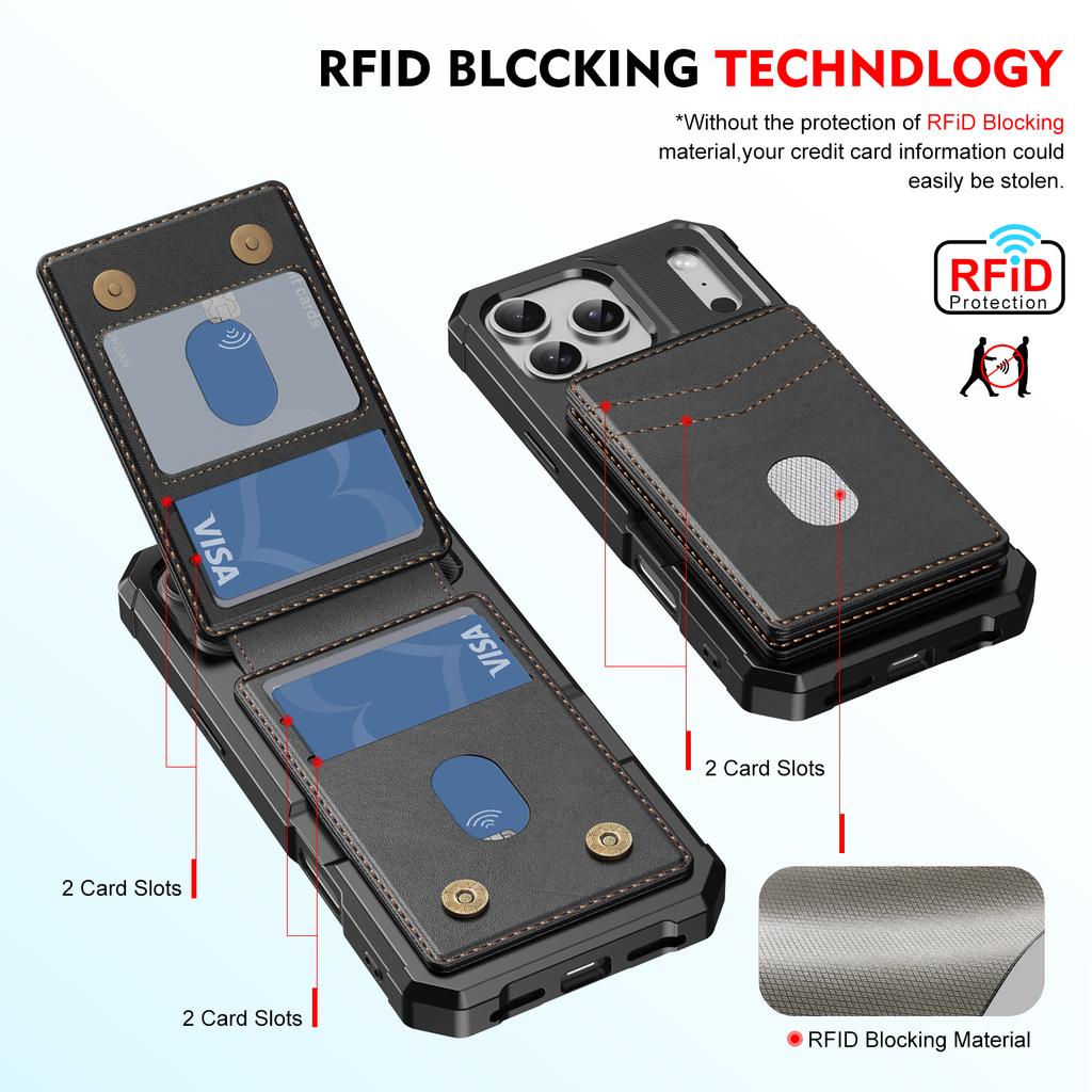 2 In 1 Detachable Card Holder Magnetic Leather Phone Case For iPhone 17 Pro Max 16 Plus 15 14 13 12 Kickstand Shockproof Cover