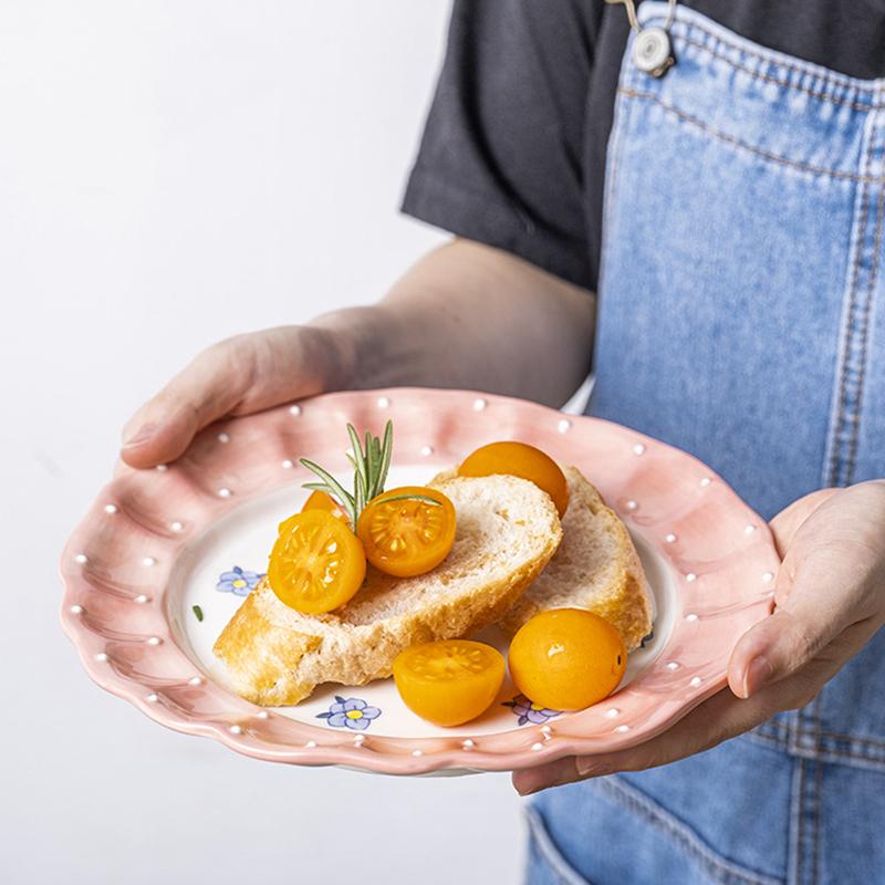 8.4inch Ceramic Dinner Plate Cartoon Strawberry Girl Cake Dessert Dishes Plates Household Dinnerware For Coffee Shop