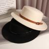 White French Flat Top Top Hat Women's Autumn and Winter Versatile British Retro Belt Imitation Wool Hat Lady's Jazz Hat