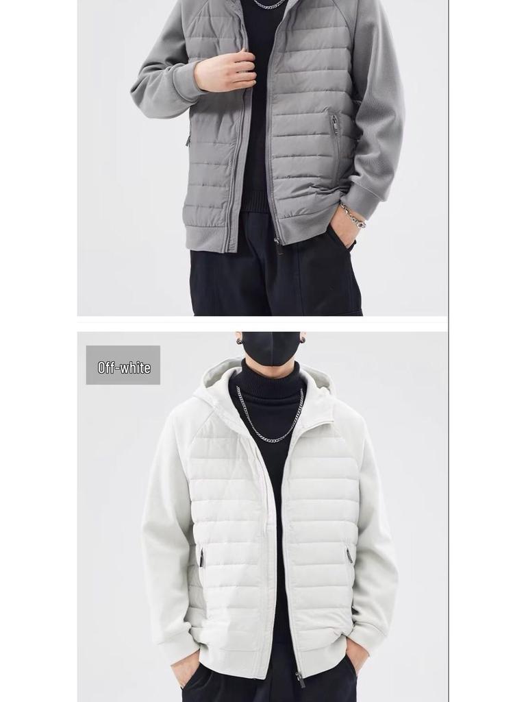 Veste à capuche patchwork pour homme, Automne/Hiver 2025: Manteau d'extérieur en coton tendance et polyvalent - Haut décontracté chaud et coupe-vent