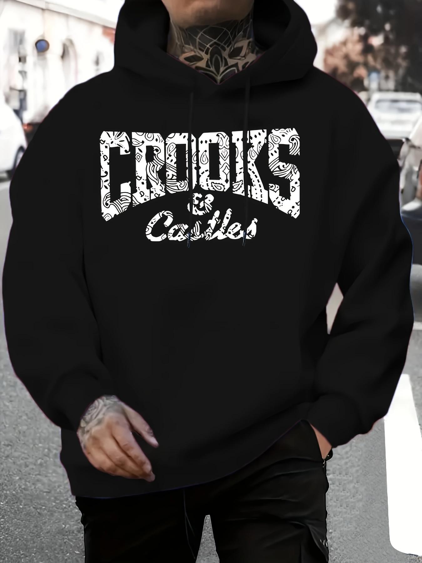 

Hoodie for Men Polyester Sweatshirt with Slight Stretch Geometric Pattern Knit Fabric Hooded Collar Long Sleeve Weekend Wear 3XL