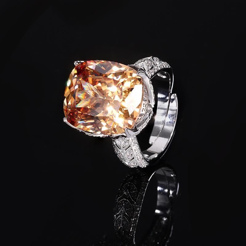 Jewelry Copper Bottom Gold-Plated Retro Simulation Bird'S Nest Cut Color Treasure Fat Square 14 * 16 Retro Ring Women