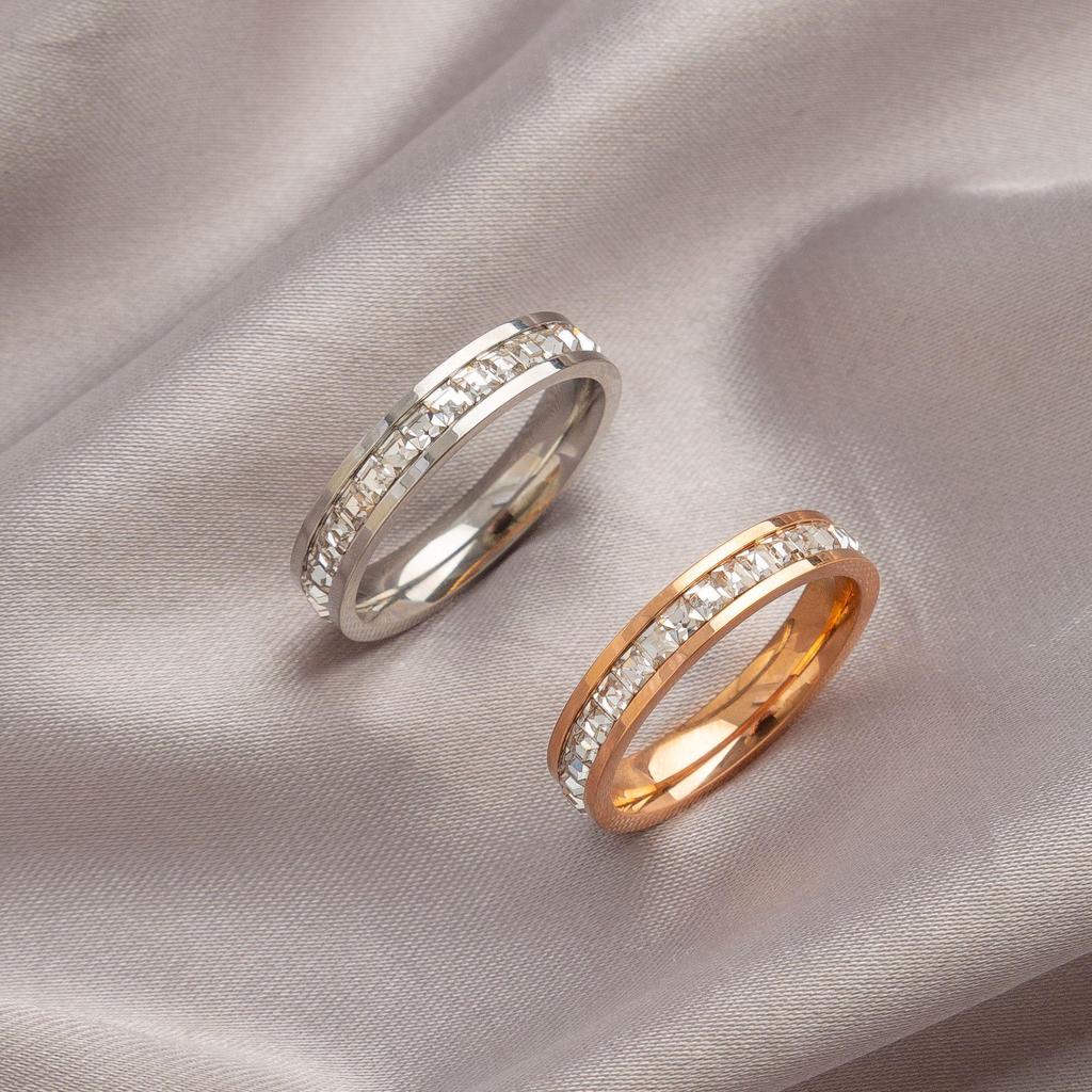 Women's High-End Titanium Steel Full Diamond Fashion Ring – Non-Fading, Versatile, Index Finger, Niche Design, Couple Style