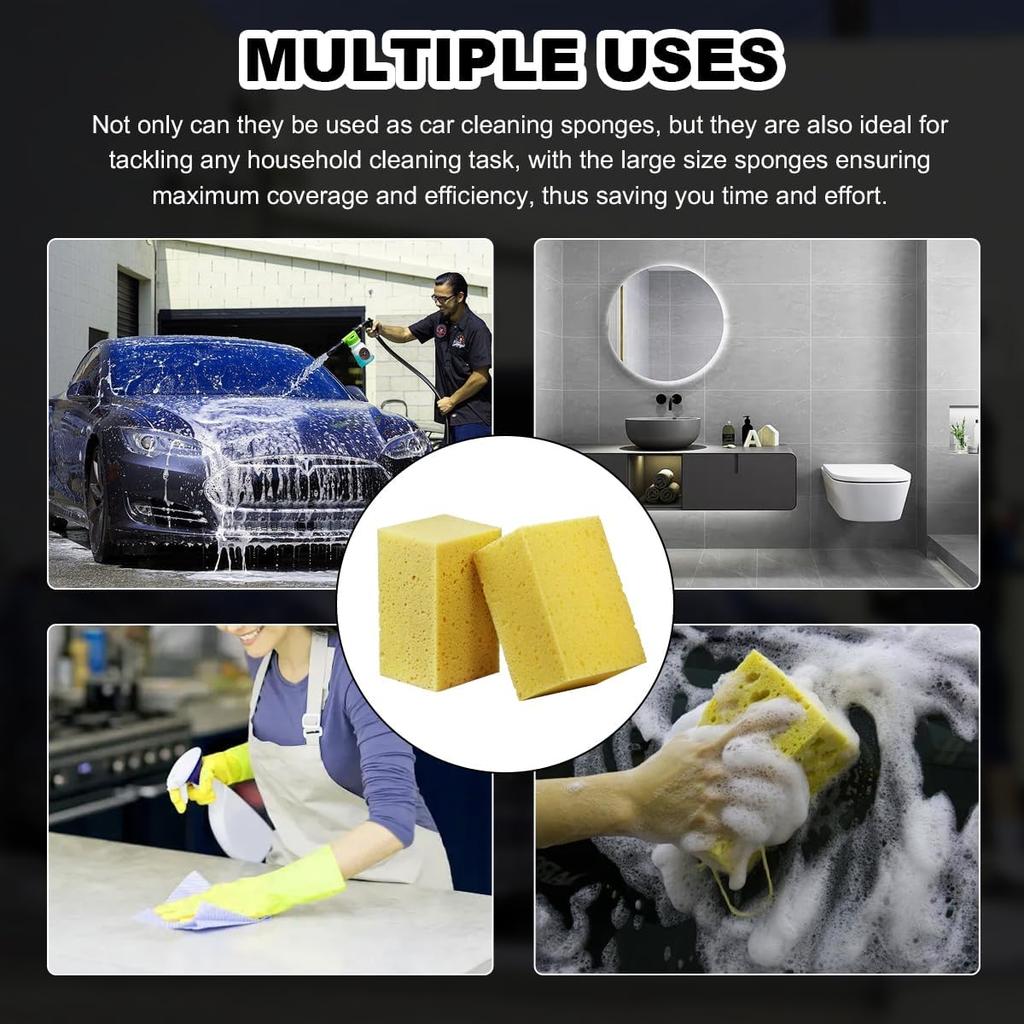 5PCS Car Wash Sponges, 8.5"×4.4"×3.5" Large Extra Soft Coral Non Scratch Sponge, Car Cleaning Cellulose Sponge Thick Foam Pad for Washing Window