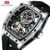 Orologio: Orologio da Uomo a Botte di Vino Cassa in Acciaio Completamente Scheletrato Automatico Meccanico Orologio da Uomo