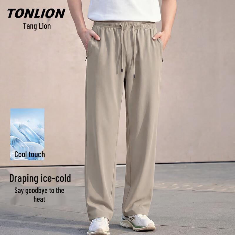 

TonLion Men s Ice Silk Straight-Leg Casual Pants 3XL