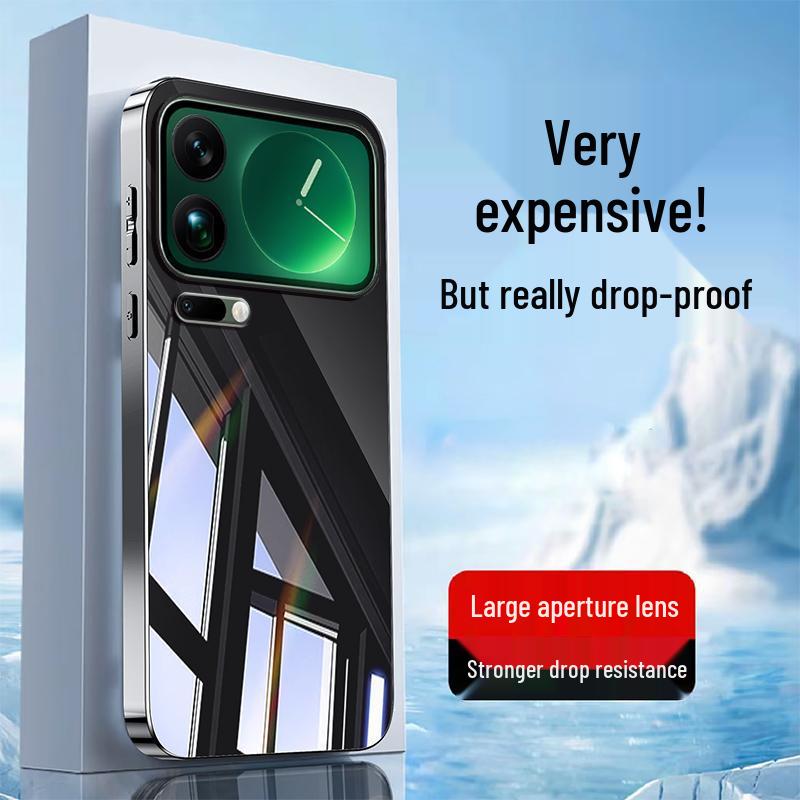 Защитный чехол из зеркального стекла Xiaomi 17ProMax - Противоударный, Премиальный, Модный. Xiaomi 17ProMax (Large Hole)