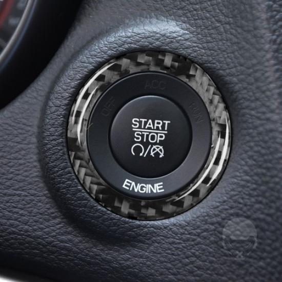 Carbon Fiber Engine Start/Stop Push Button Ring Trim For Dodge Charger 2011-14