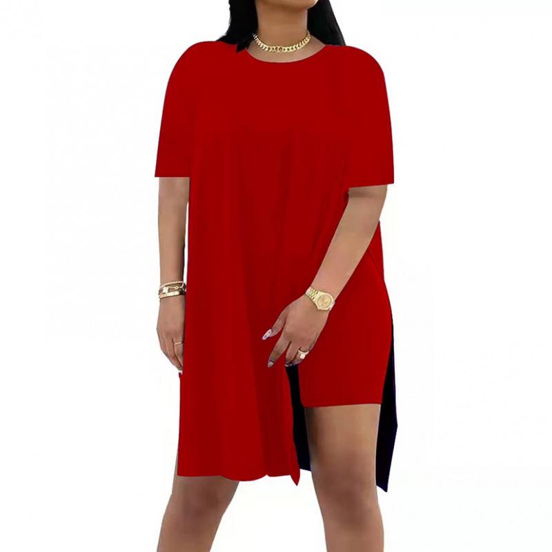 Summer 2025 Solid Color Loose Round Neck Short Sleeve Two-Piece Casual Set