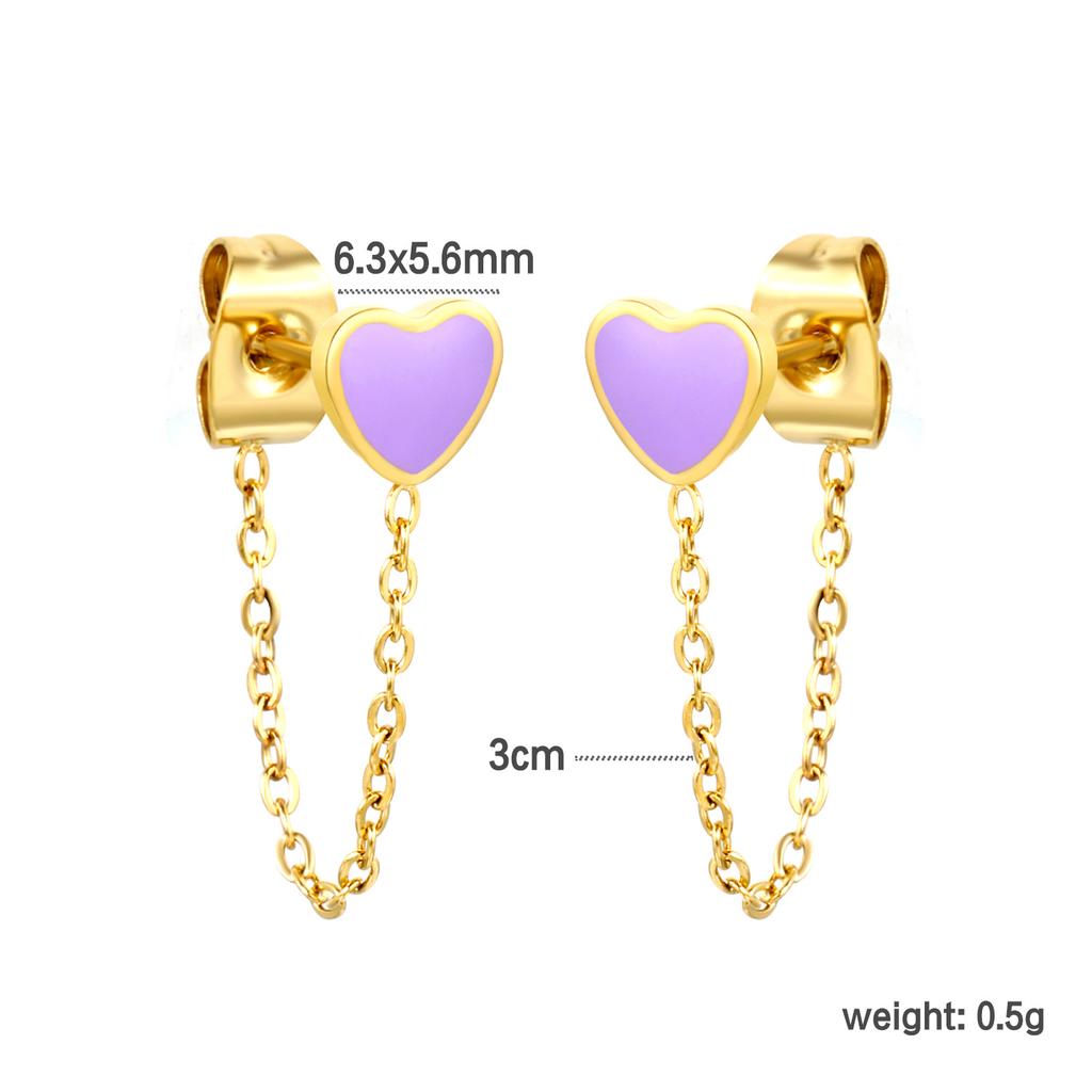 Personalized Long Heart Drip Oil Screw Ear Bone Studs Double Ear Piercing Earrings for Women