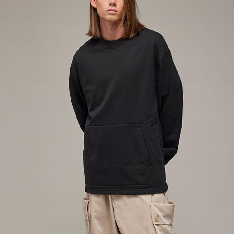 Y-3 Solid Color Crew Neck Pullover Long Sleeve Sweatshirt Unisex Sweatshirt Black IR7113