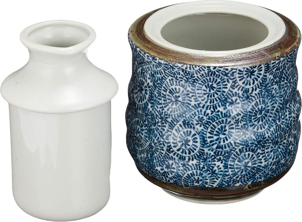 Sake Cold Sake 300ml Octopus Arabesque Warmer with Insulated Storage Includes 2 Sake Mino Ware Ceramic Ale-net Warmer, Warmer, Tokkuri, Design,