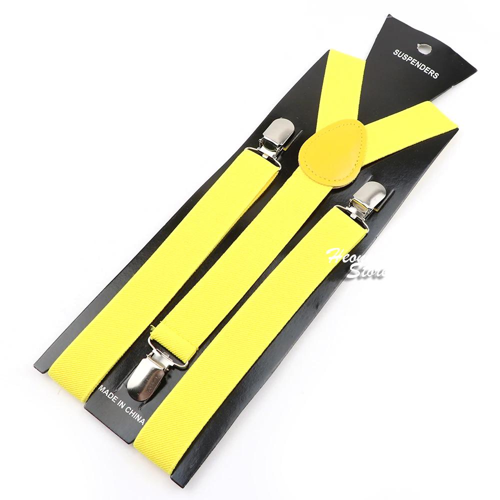 Men Kids Yellow Khaki Brown Suspender Bowtie Set Elastic Adjustable Y-Back Braces Straps Daily Father-Child Braces Accessory
