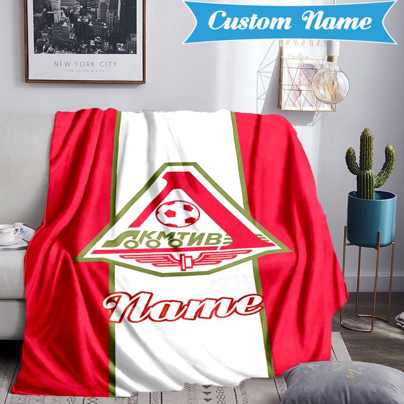 Custom Name White Stripes Soccer Team Blanket Lightweight Ideal Bedding Blanket Perfect for Travel, Camping, Living Rooms, Sofas, Christmas Gift