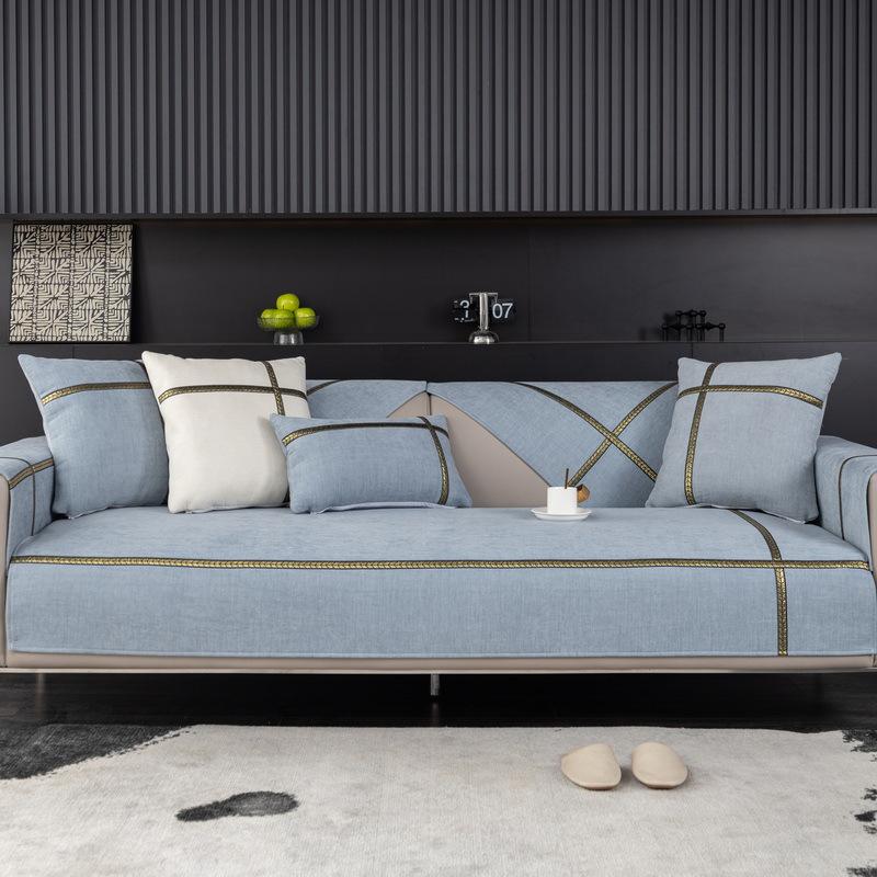 Light Luxury Style Sofa Cushion Modern Simple High-end Leather Anti-slip Cushion Four-season Chenille Sofa Cover Cover