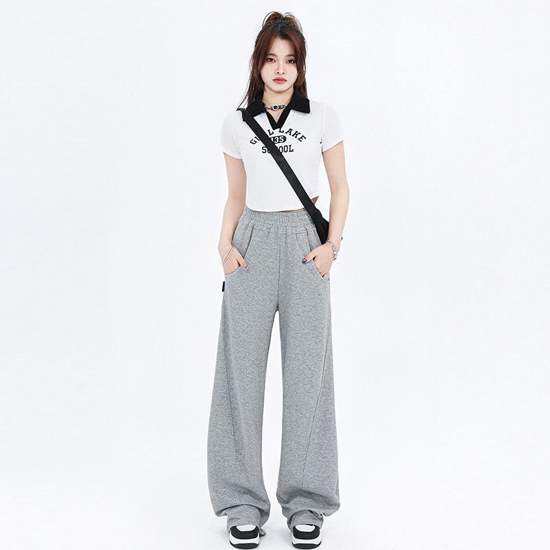 Брюки с высокой талией, свободные, с широкими штанинами, женские, весенние, универсальные, брюки-полумесяцы, женские, весенние, повседневные брюки XS