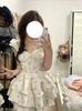 Spring and Summer French Beautiful Sweet Spice Girl Feifei Sleeve Suspender Dress Fairy Dress Waist Fluffy Dress Small Man
