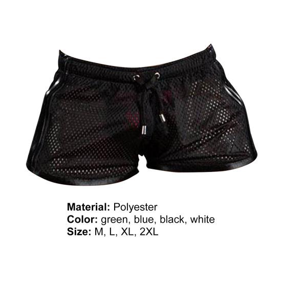 Breathable Short Pants Drawstring Design Polyester Quick Drying Adjustable Men Summer Mesh Pants for Daily Wear