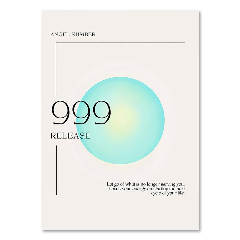 Angel Numbers Gradient Aura Posters and Prints Aesthetic Danish Pastel Canvas Painting Nordic Art Wall Picture Dorm Home Decor