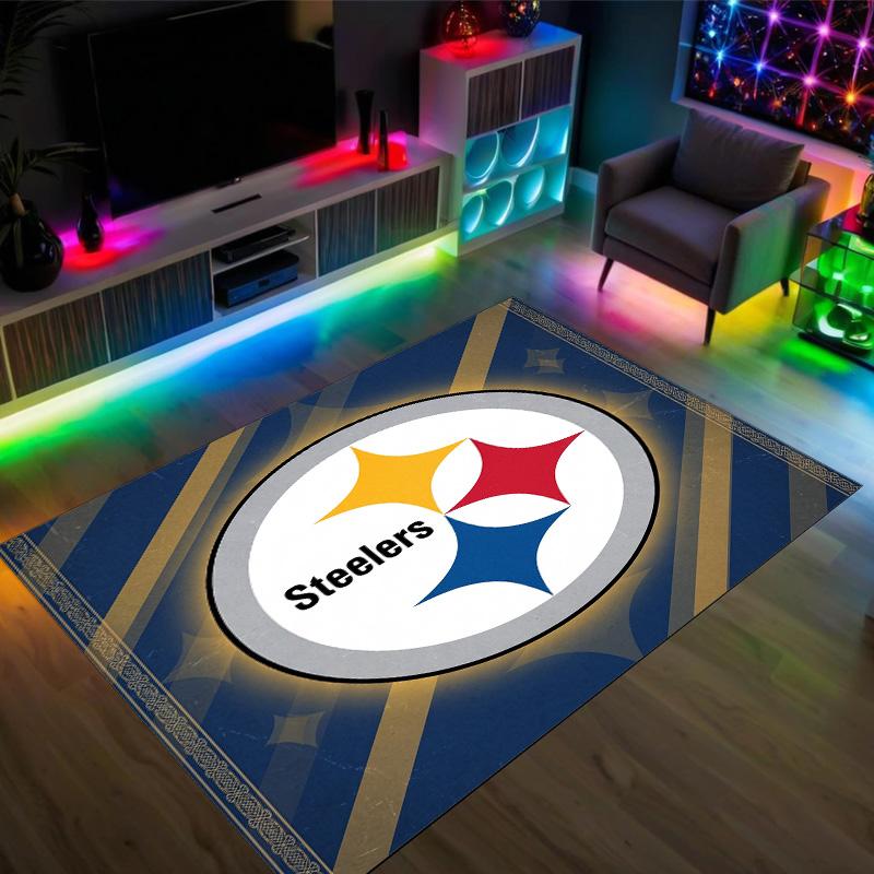 Tappeto in Cristallo di Velluto Design Pittsburgh Steelers Accogliente Non?Tappeto Stampato Antiscivolo per Camera da Letto Soggiorno Ingresso