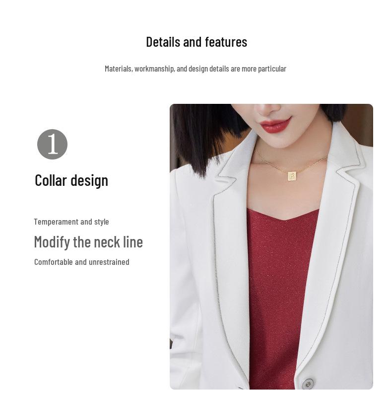 Women's White Slimming Suit Jacket – Spring/Autumn 2025: High-End, Formal, Professional Socialite Style