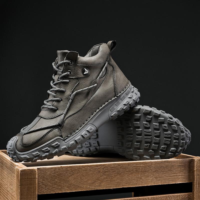 38-46 Übergröße Herren Handgefertigtes Muster Leder Bequeme Weiche Socke Stiefeletten Herbst Winter Herrenstiefel Handgefertigter Lederschuh