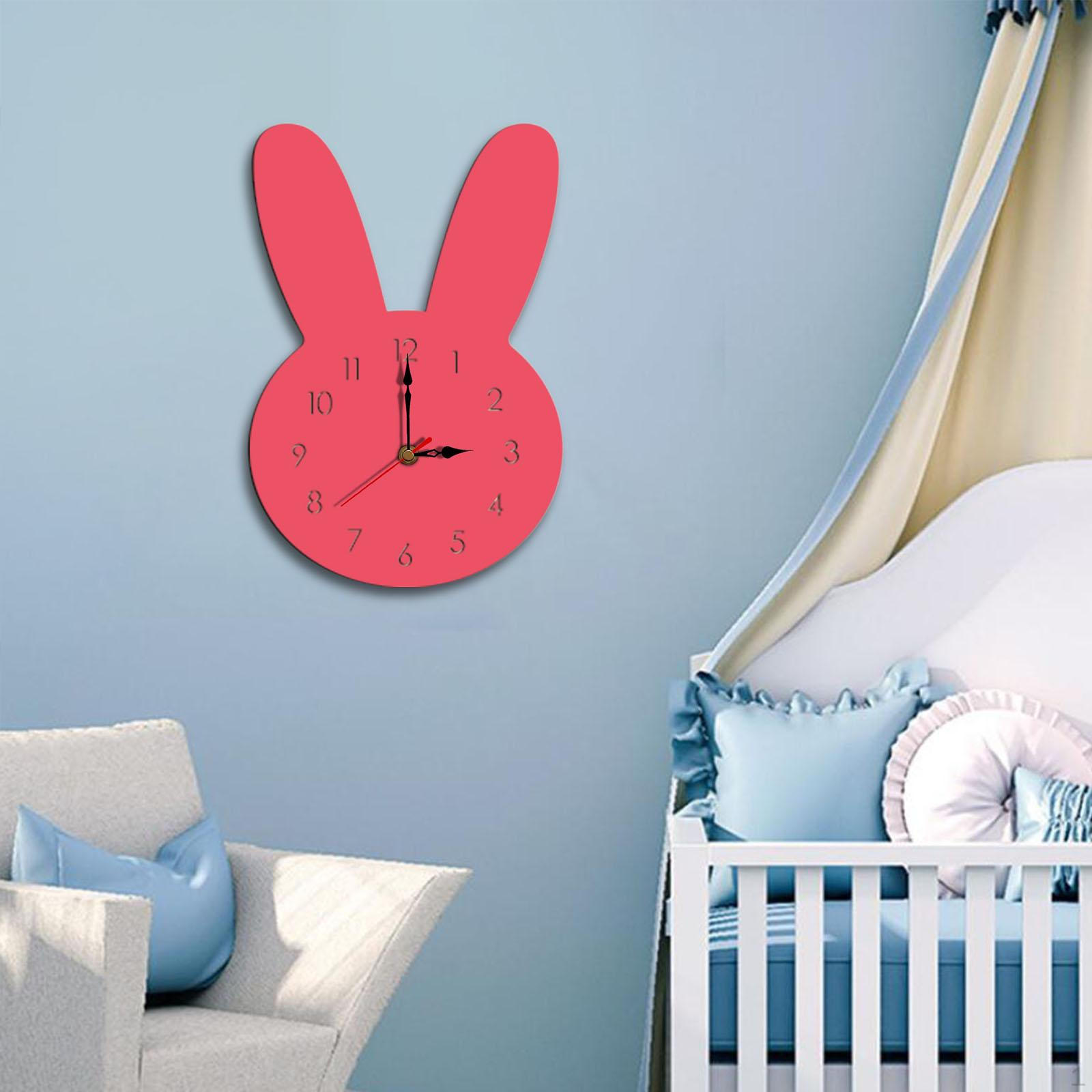 

Настенные часы с кроликом, декоративные часы для стен, коллекция животных, домашний декор, бесшумные розовый