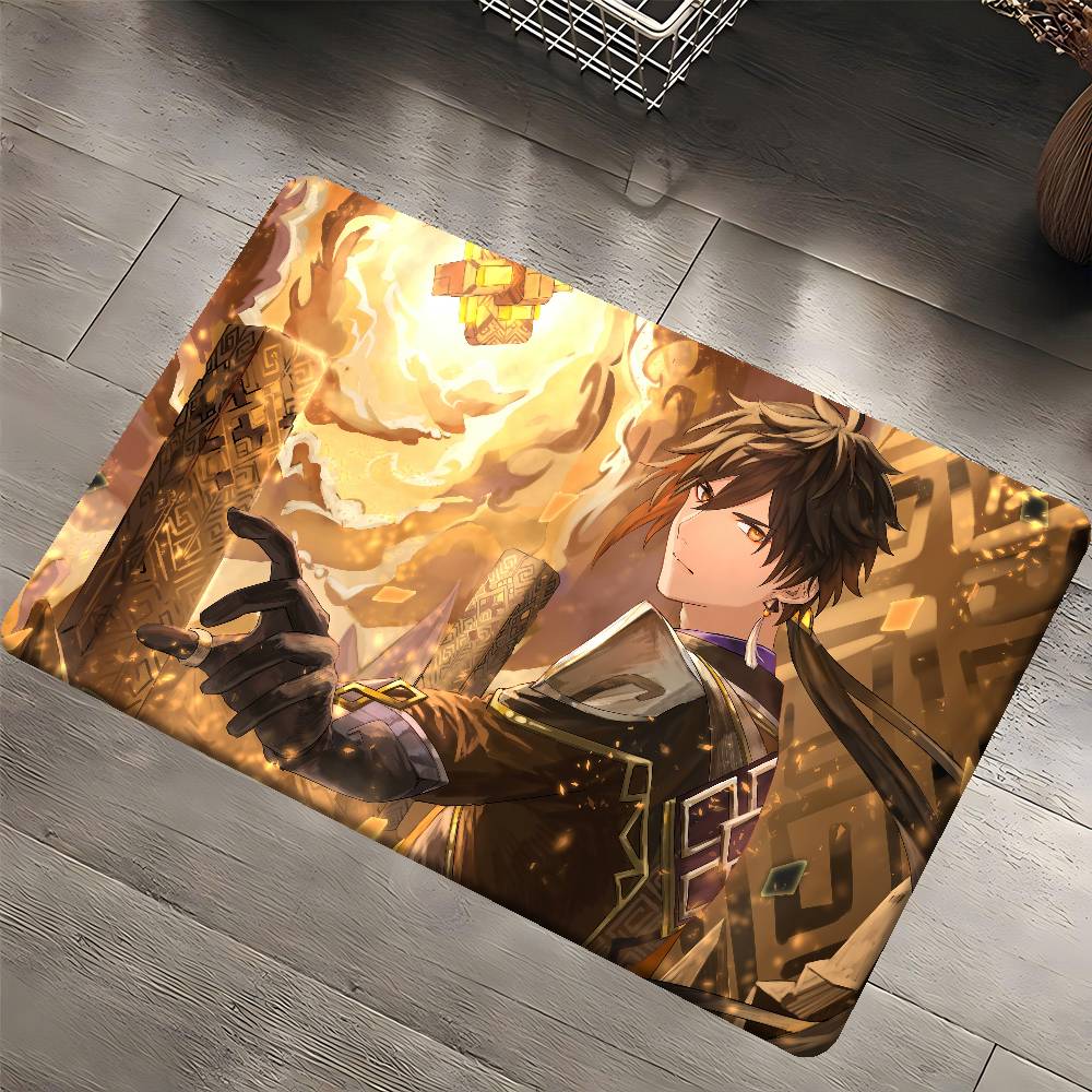 

Genshin Impact Чжун Ли Комнатные коврики Противоскользящие Впитывающие воду Длинные коврики-подушки Коврик для спальни Бытовые ковры 40x60 cm