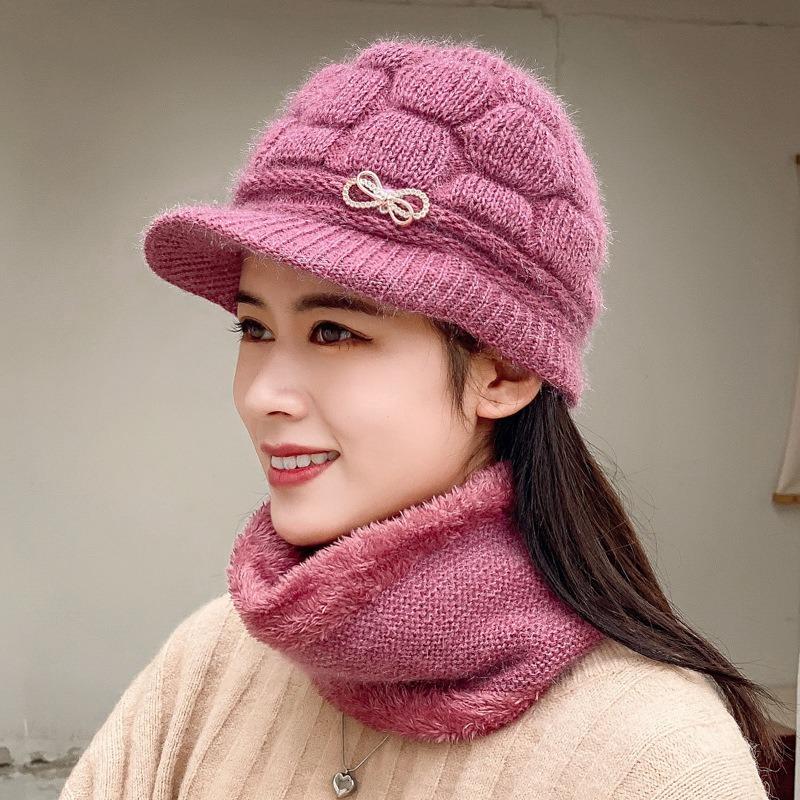 Autumn and Winter Hat Old Woman Warm Grandma Hat Mother Hat Old Lady Fleece Knitted Wool Hat