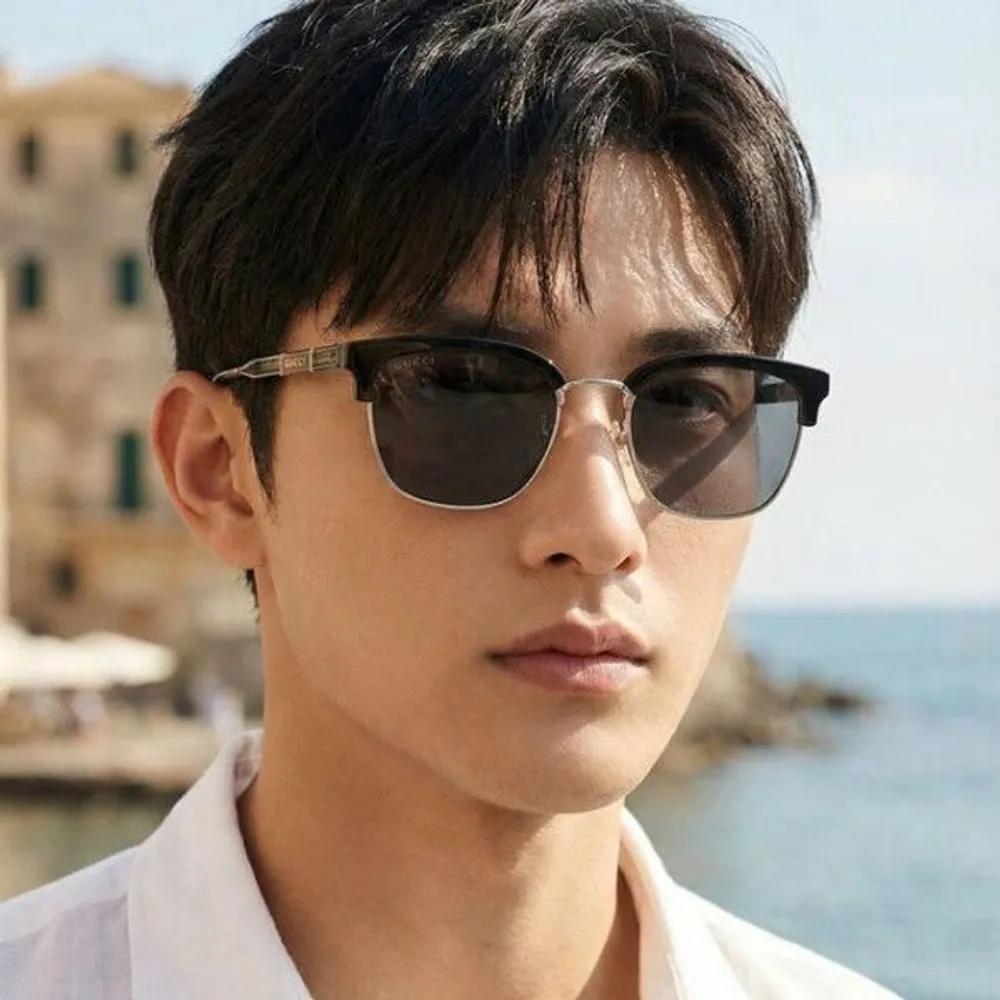 

[Gucci] Sunglasses GG0846SK 001 Men s & Women s Square Browline Retro Fashion