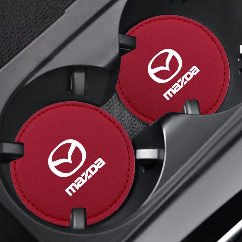 2025 Hot Car Interior Leather Coaster Water Cup Bottle Holder Anti-slip Pad Mat For Mazda 2 3 6 8 RX8 MX3 CX4 CX-5 CX-7 CX-9 CX-