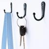 10pc Wall Mounted Single Coat Hanger Hook Rustic Robe Hook Black Metal Towel Hook Classic Style Hanger for Hat Key Closet Bag Backpack
