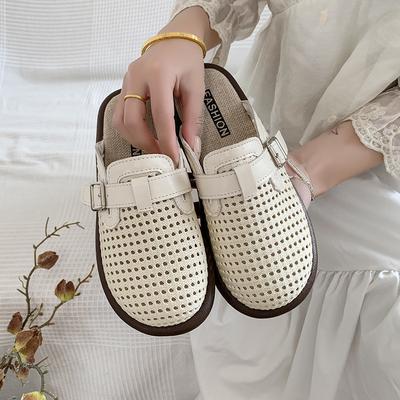 2025 Summer New Women's Slip-on Shoes Outdoor Slippers Woven Casual Flat Shoes