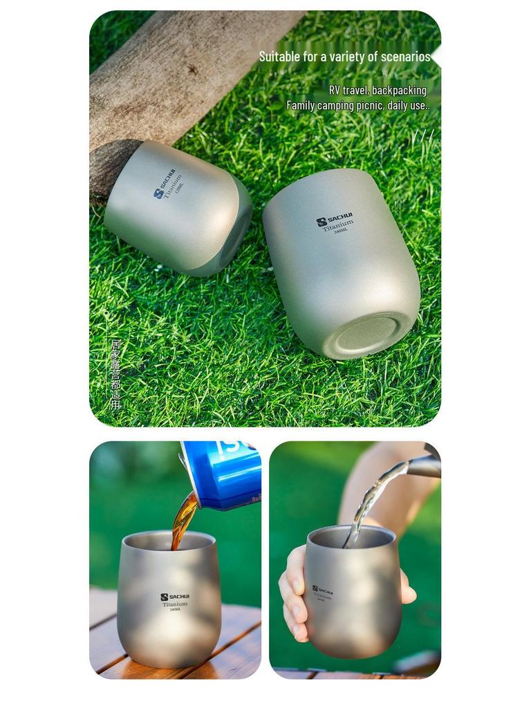 Ultralight Double-Layer Titanium Cup for Camping and Office