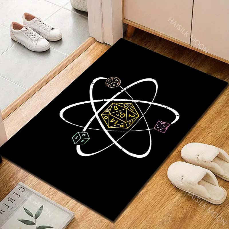 Atomic orbits polyhedral dice central motif Carpet for Living Room Bedroom Sofa Home Decor Rus Non-slip Floor Mat Luxury Gift