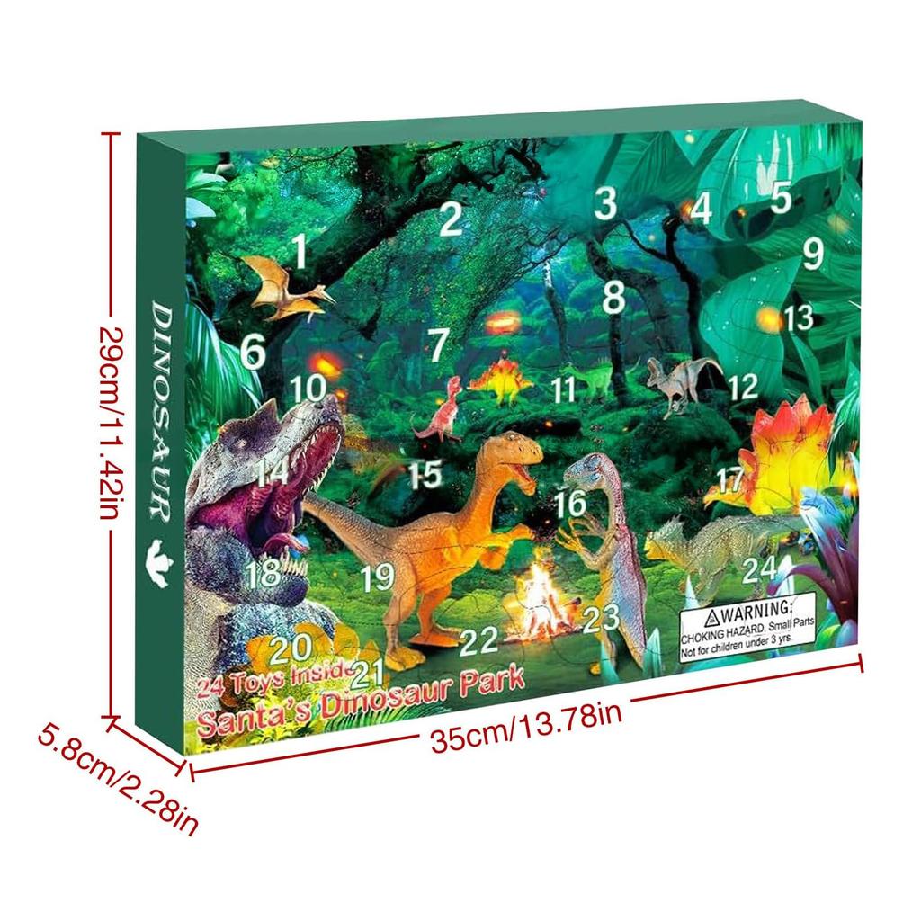 Dinosaur Advent Calendar 2025 with Different Dino Figure 24 Days Christmas Countdown Calendar for Kids Gift