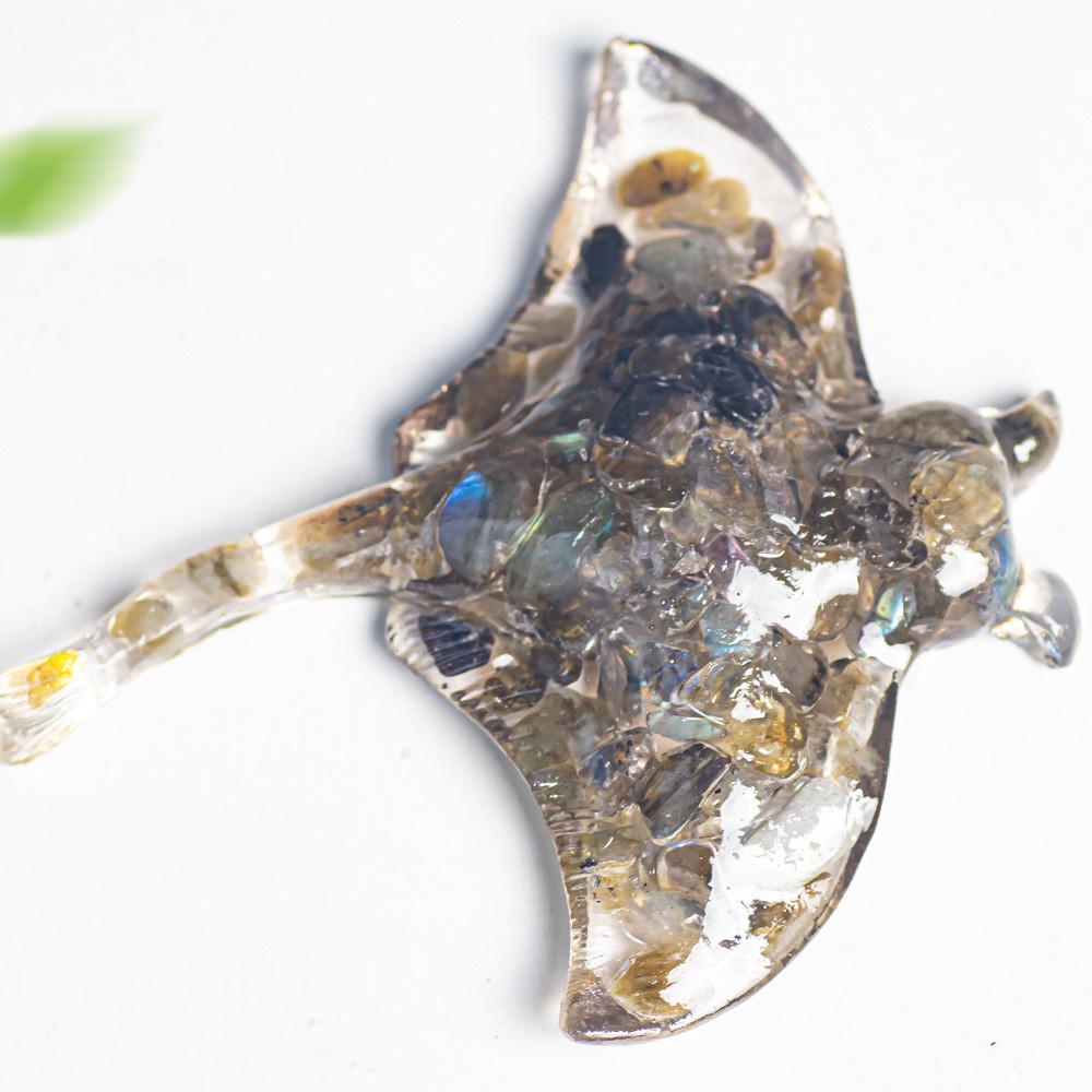 Ocean Creature Resin Sculpture With Natural Crystals For Home Decor And Giftgiving