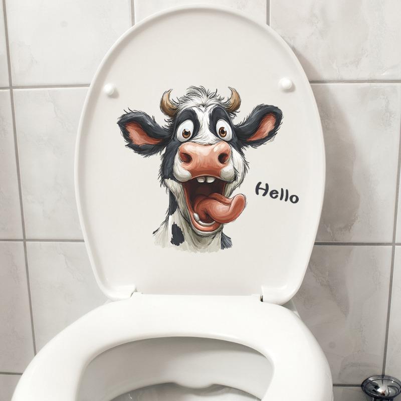 1PC Funny Cute Cartoon Cow Room Decoration Living Room Bedroom Decoration Toilet Stickers Wall Stickers
