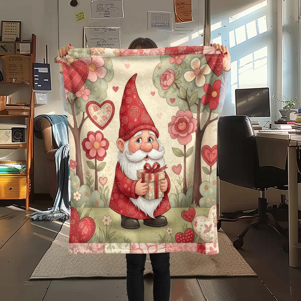 1 ks Flanelová deka s potiskem na Valentýna, Vysoce kvalitní, Pohodlná pro všechna roční období, Domácí dekorace, Perfektní jako dárek k Vánocům nebo narozeninám