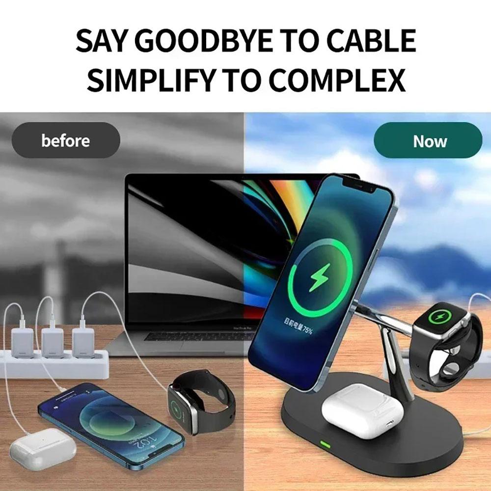 15W 3 In 1 Magnetic Wireless Charger Stand Phone Fast Charging Charger Holder For iPhone 16 15 14 13 Pro Max Apple Watch Airpods