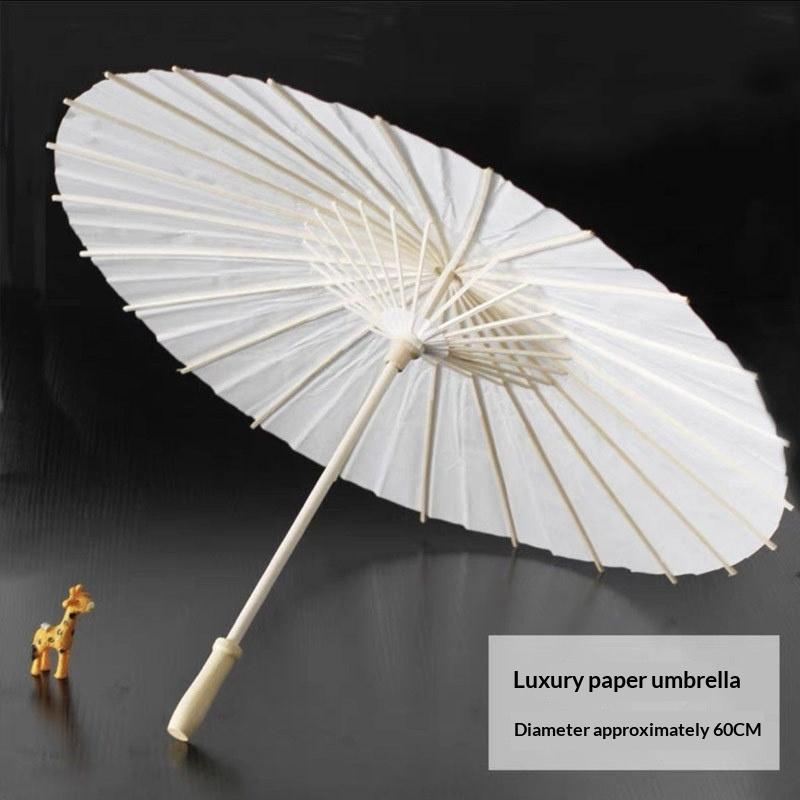 1Pc 20/30/40/60/84Cm Paper Umbrella Blank Diy Handmade Painting Supplies Long-Handle Blank Pography Prop