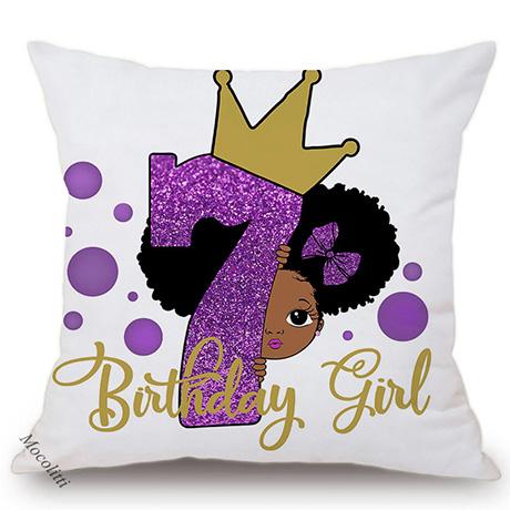 Africa Baby Cartoon Throw Pillow Case Cute Girl Children Room Sofa Bed Decorative Cushion Cover Velvet Soft Pillowcase 45X45Cm