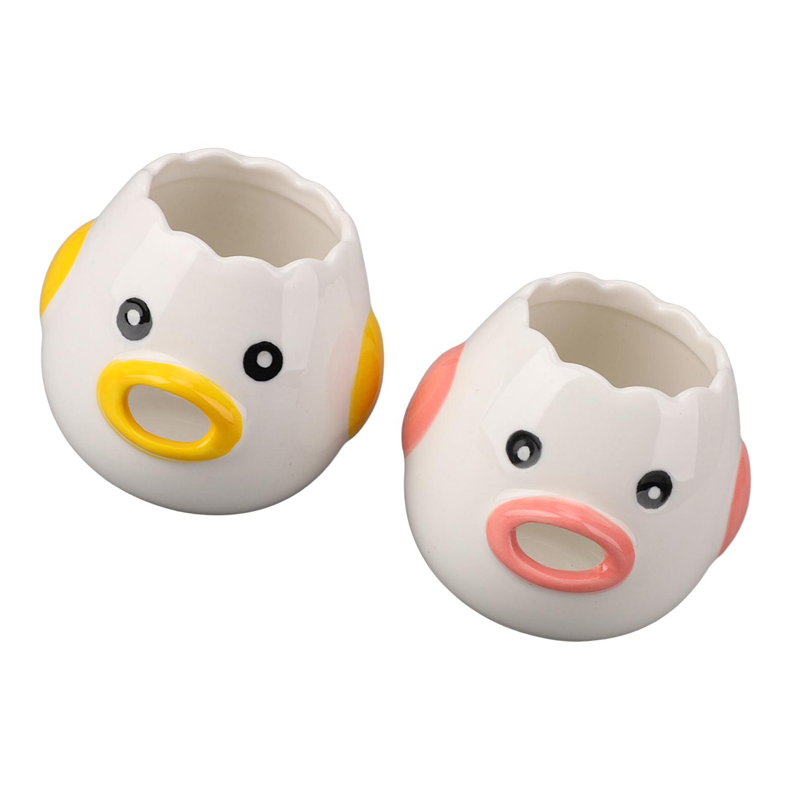 

2pcs Egg Separator Ceramic Chicken Shaped Egg Yolk White Filter Kitchen Cooking Accessories Pink and Yellow