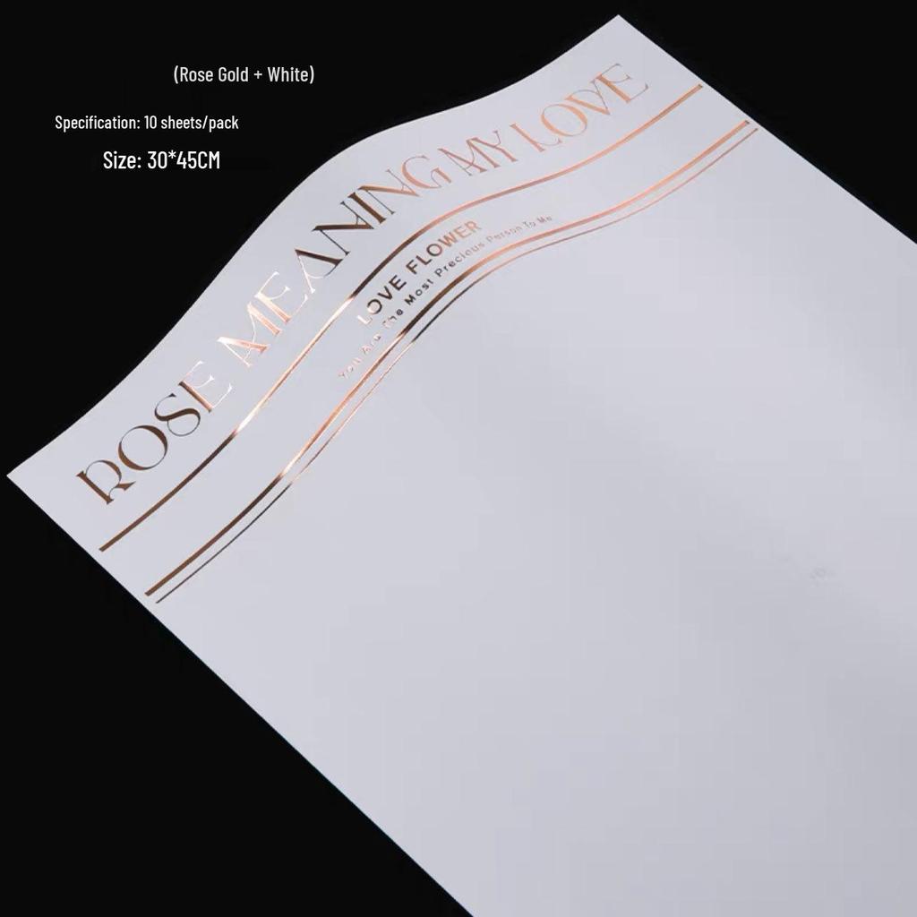English Hot Stamping Waterproof Bouquet Wrapping Paper for DIY Floral Packaging.