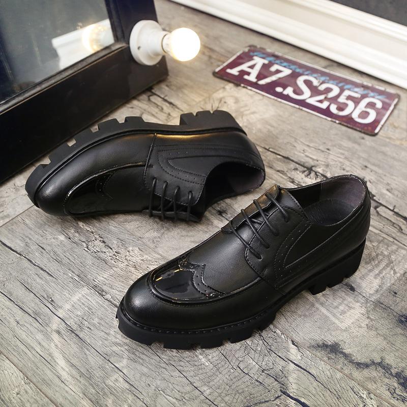 Fashionable Thick Soled Height Increasing Men's Brogue Shoes Versatile High-end Business Dress Shoes for Men's Workwear Shoes