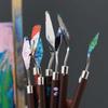 7 Pieces a Set of Oil Painting Scraper Set, Stainless Steel Pick Knife Mahogany Handle, Suitable for Oil Painting Gouache