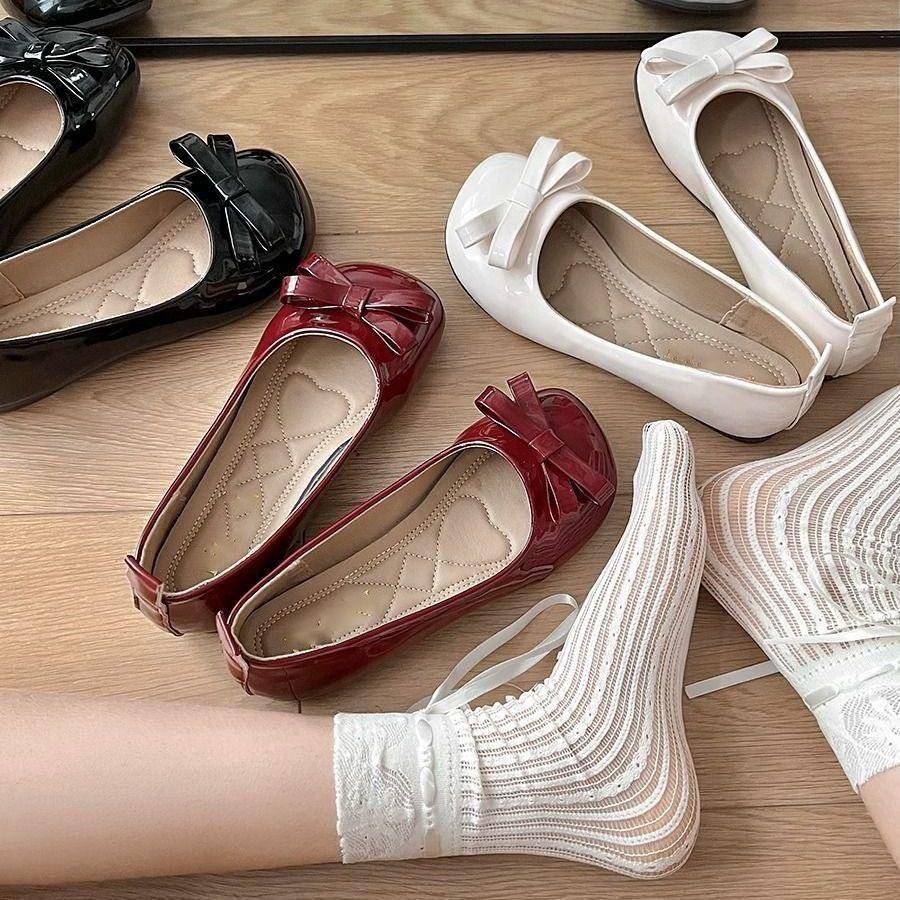 Bow Versatile Sweet Skirt Evening Breeze Single Shoes Fashion Flat Soft Sole Mary Jane Shoes 2025 Spring and Autumn New